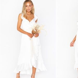 Samantha Ruffle Dress - Ivory Lux Satin